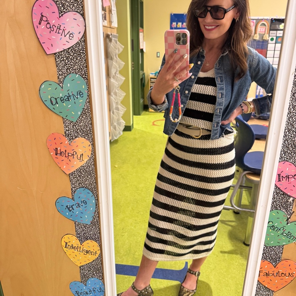 Striped Black and White Knit tank & skirt set